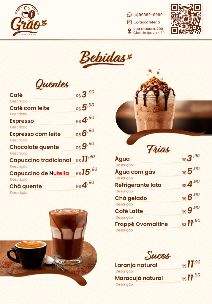 Cardápio da Grão Cafeteria