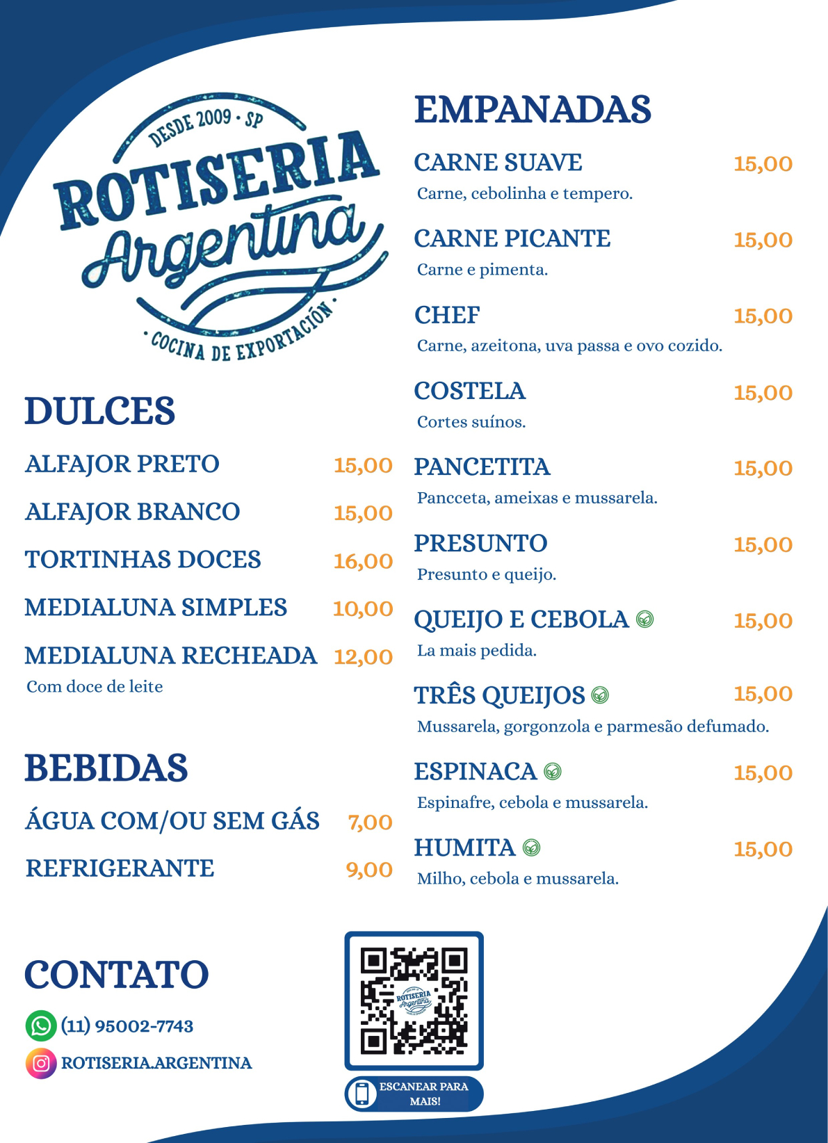 Cardápio da Rotiseria Argentina