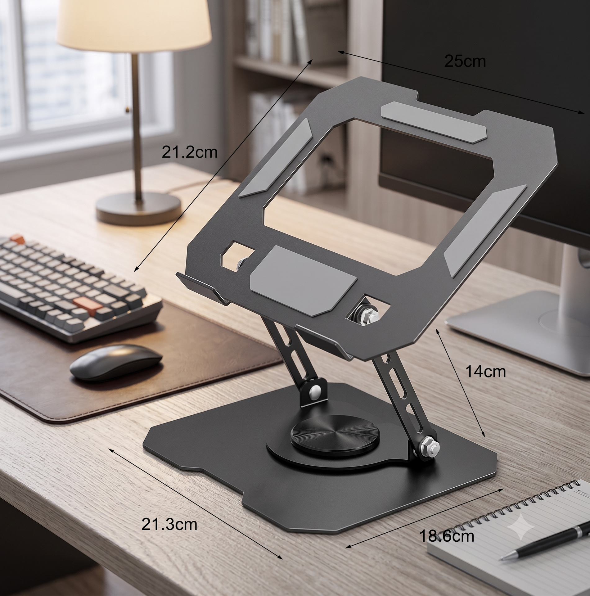Notebook em estação de trabalho ergonômica — imagem ilustrativa